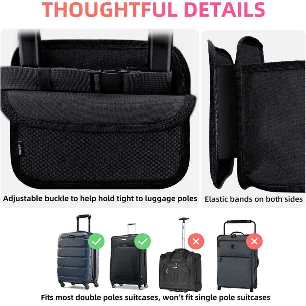 New  Luggage Travel Cup Holders Fits Roll on Suitcase Handles Attachmen - Picture 10 of 15